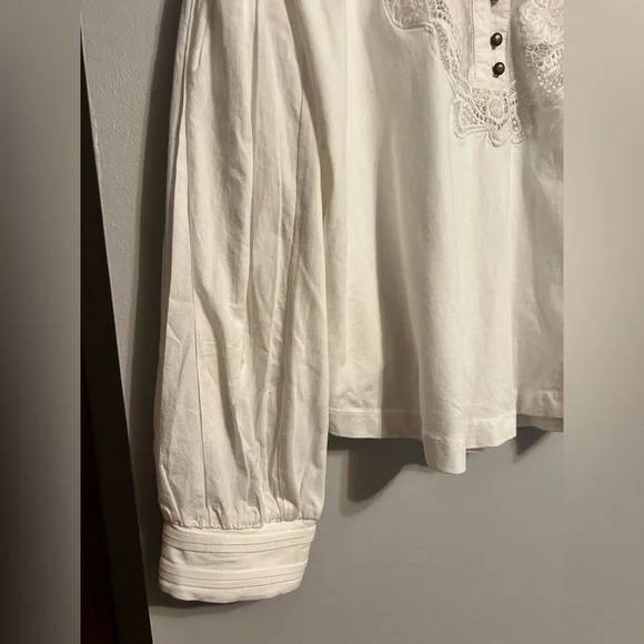 Anthropologie Ivory Maeve Balloon Collared Sleeved Yoke Top - Picture 8 of 10